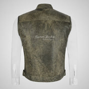 SOA Mens Leather Biker Vest Vintage Soft Leather Waistcoat