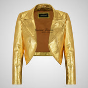 LUISA Ladies Leather Bolero Jacket Silver/Golden Leather Jackets
