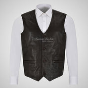 YORK Mens Wrinkle Bubble Leather Waistcoat Premium Soft Leather