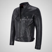 ROADSTER Mens Biker Leather Jacket Black Motorcycle Jacket