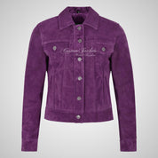 CHLOE Women's TRUCKER Style Soft Suede Jacket Leather Shacket