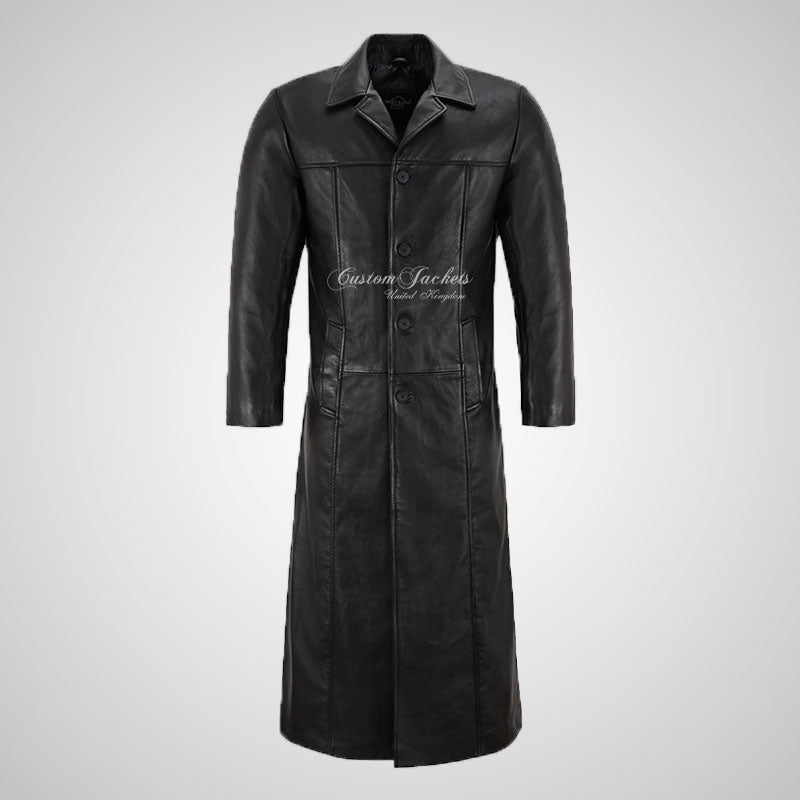 Shadowfall Full Length Leather Gothic Coat Black For Mens
