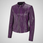 MERIA Ladies Biker Style Leather Jacket Soft Real Leather