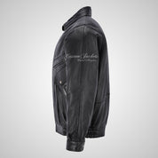 DALLAS Men's Regular Fit Blouson Style Leather Jacket Black