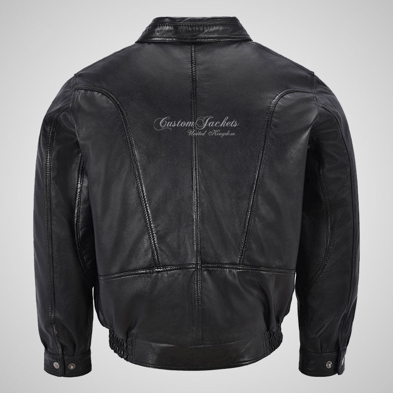 DALLAS Men's Regular Fit Blouson Style Leather Jacket Black