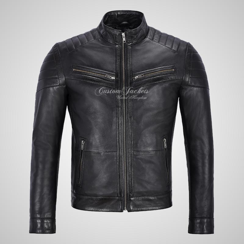 CONWY Men's Biker Leather Jacket Soft Leather Fashion Jacket