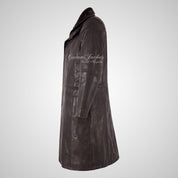 DARYL DIXON Crombie Style Leather Jacket Overcoat For Mens