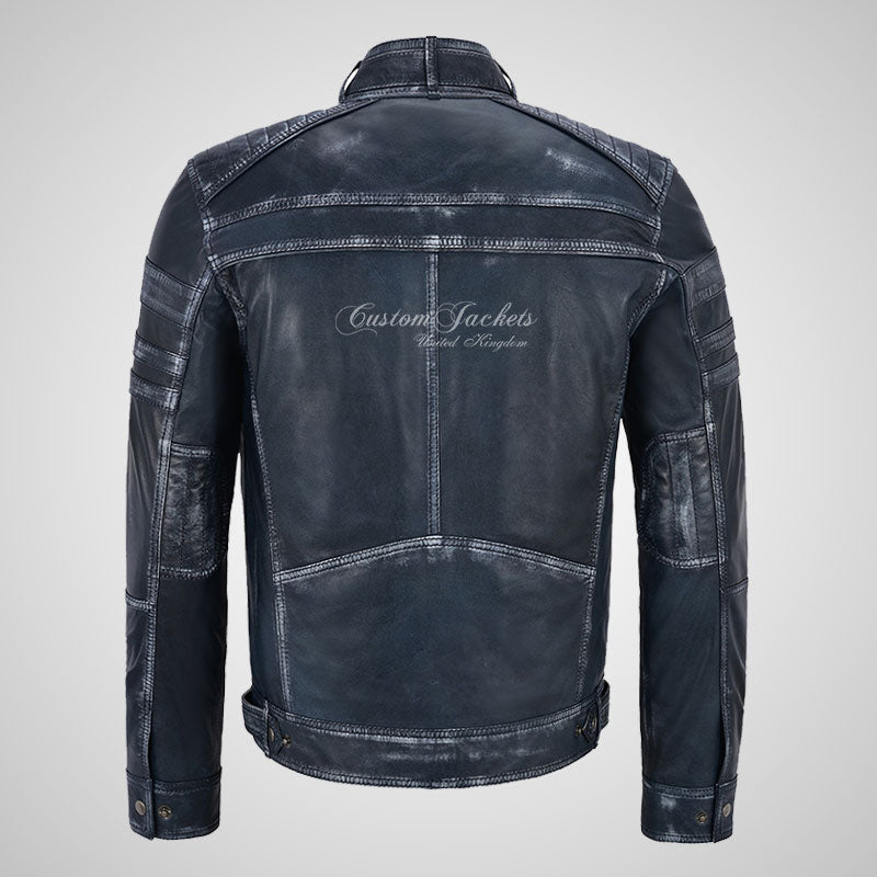 LENNOX Mens Vintage Leather Biker Jacket Soft Waxed Leather Jacket