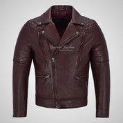 NOLEN Mens Leather Biker Jacket Soft Lambskin Napa Fitted Jacket