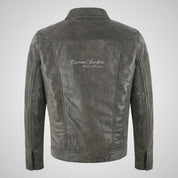 WEST Vintage Trucker Leather Jacket Denim Style Biker Leather Jacket