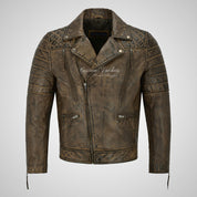 NOLEN Mens Leather Biker Jacket Soft Lambskin Napa Fitted Jacket