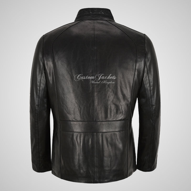 TURIN Black Leather Blouson Leather Jacket For Mens Soft Napa Leather