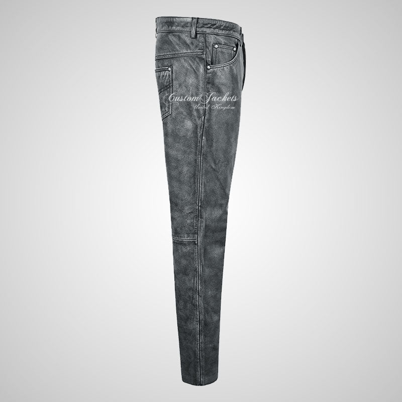 Mens 501 Vintage Leather Jeans Style Leather Pants