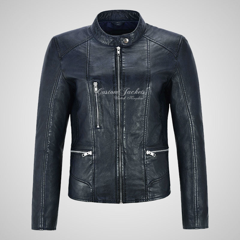FIERCE Ladies Biker Leather Jacket Fitted Real Leather Jacket