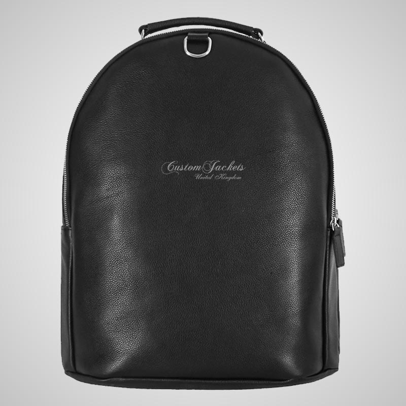Unisex Leather Backpack Black School College Office Bag – Custom Jackets