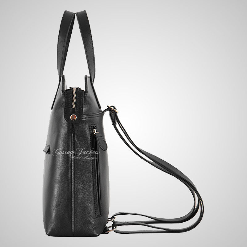 Ladies Leather Backpack Bag Black Rucksack Shoulder Travel Handbag