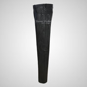 Mens 501 Leather Jeans Black Leather Pants