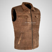 WANDERER Mens Leather Gilet Vintage Tan Leather Vest