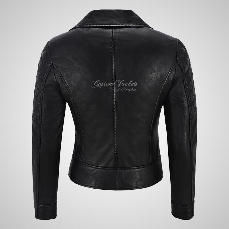 BRINLEY Ladies Leather Side Zip Biker Jacket