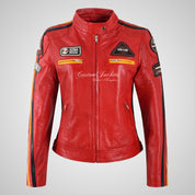 LDS SIZMA Leather Biker Jacket for Women