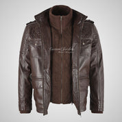 CLIFTON Men's Casual Fashion Biker Style Double Collared Leather Jacket