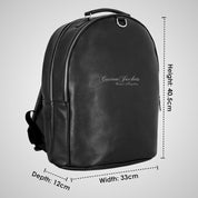 Unisex Leather Backpack Black School College Office Bag