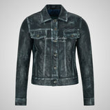 CHLOE Women's TRUCKER Style Leather Jacket Leather Shacket