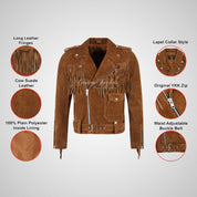 TRAVERSE Men's Suede Fringe Biker Jacket