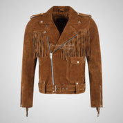 TRAVERSE Men's Suede Fringe Biker Jacket