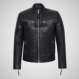 URIAH Mens Leather Biker Jacket Soft Lamb Napa Leather