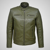 VIBE Mens Leather Biker Jacket Thick Cow Leather Moto Jacket