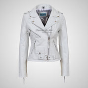 BRANDO Style Ladies Biker Leather Jacket Moto Leather Jacket