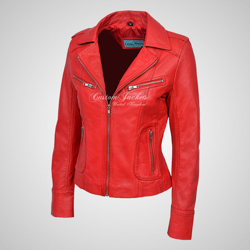 BLAZE Leather Biker Leather Jacket For Women Soft Lambskin Leather