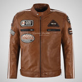 Mens Leather Biker Jacket SIZMA Motorcycle Leather Jacket