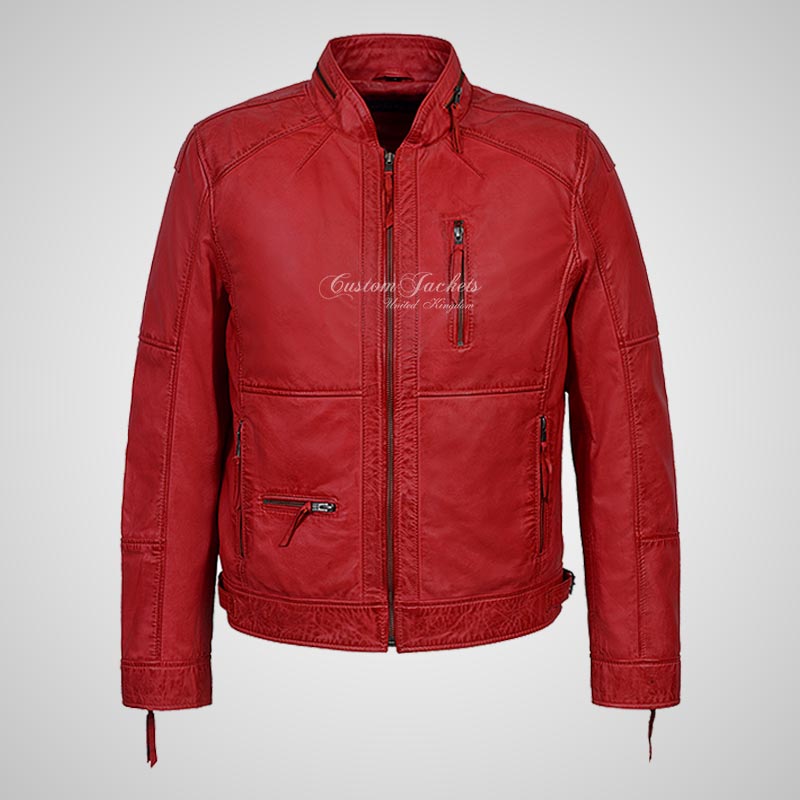 Fallowen Leather Biker Jacket For Mens