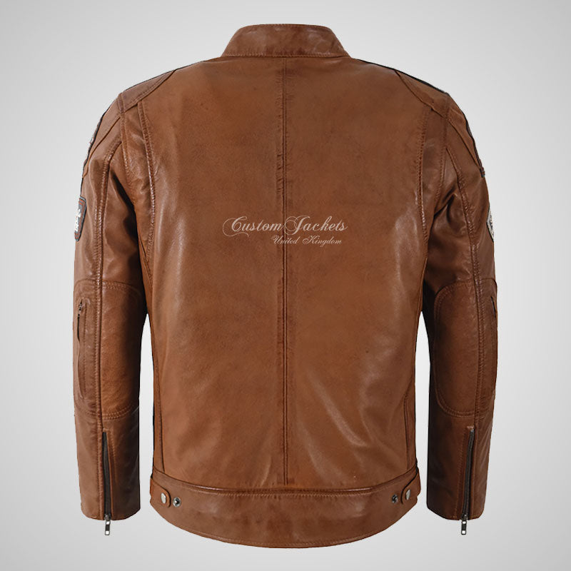 Mens Leather Biker Jacket SIZMA Motorcycle Leather Jacket