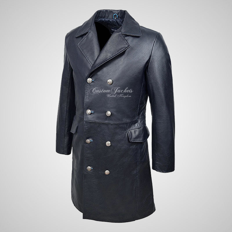 GERMAN Style 3/4 Length Mens Leather Long Coat – Custom Jackets