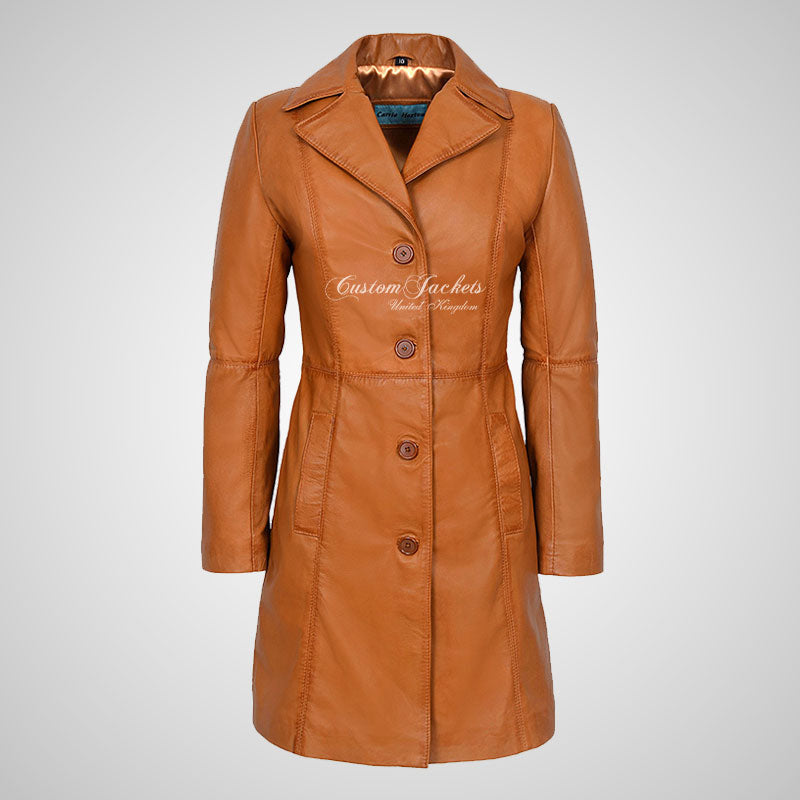 MIDDLETON Ladies Leather Coat Casual Long Blouson Jacket