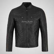 ARTURO Men’s Leather Racer Jacket - Sheep Napa