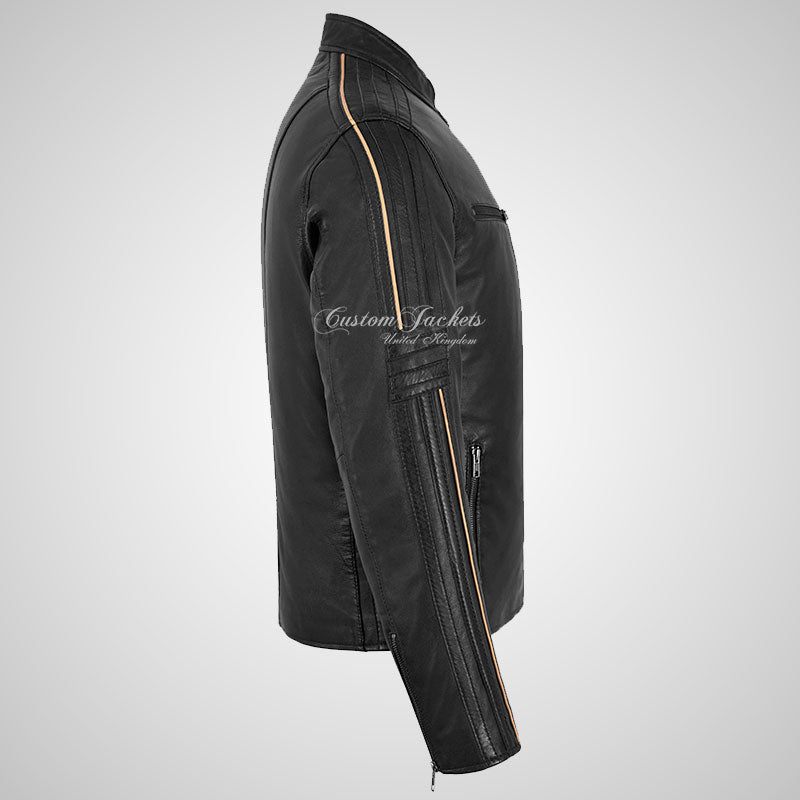 ARTURO Men’s Leather Racer Jacket - Sheep Napa