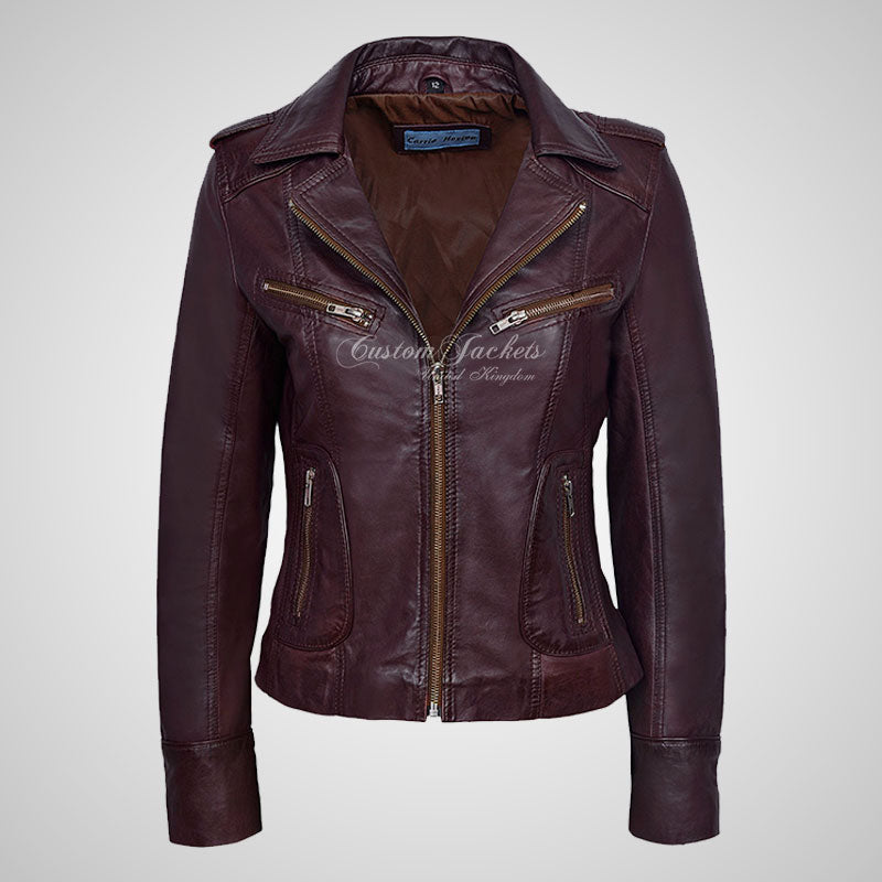 BLAZE Leather Biker Leather Jacket For Women Soft Lambskin Leather
