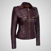 BLAZE Leather Biker Leather Jacket For Women Soft Lambskin Leather