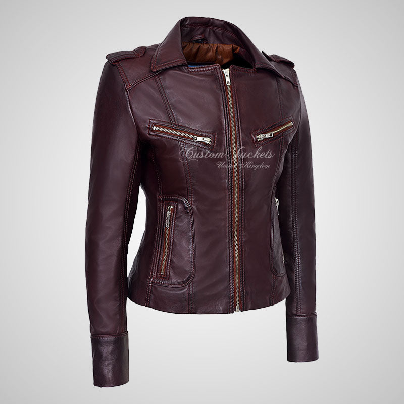 BLAZE Leather Biker Leather Jacket For Women Soft Lambskin Leather