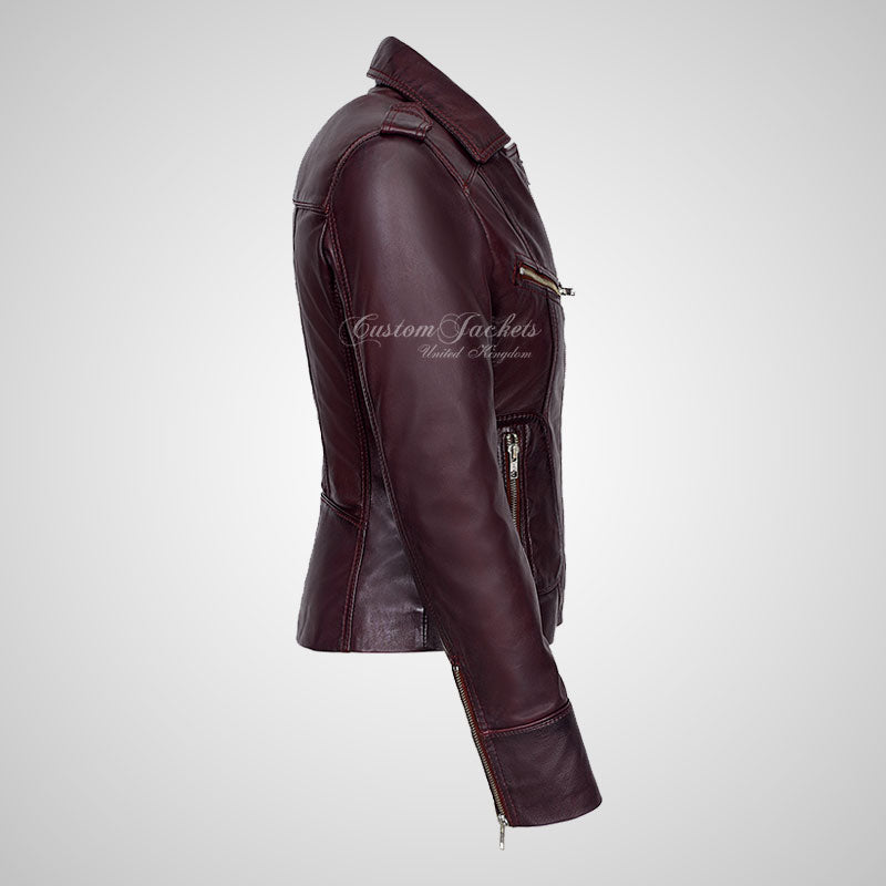 BLAZE Leather Biker Leather Jacket For Women Soft Lambskin Leather