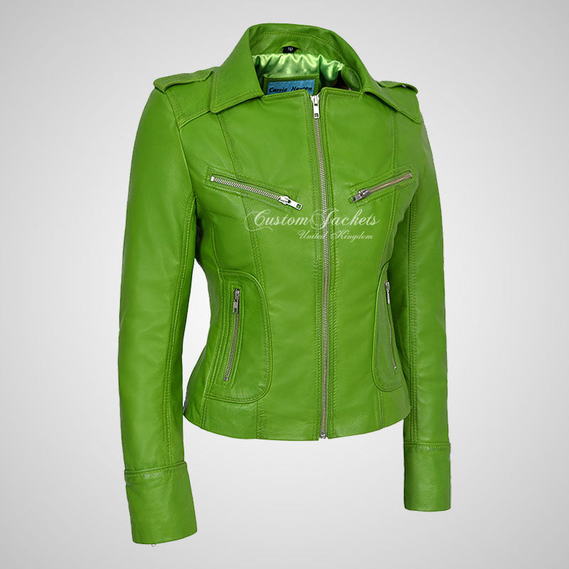 BLAZE Leather Biker Leather Jacket For Women Soft Lambskin Leather