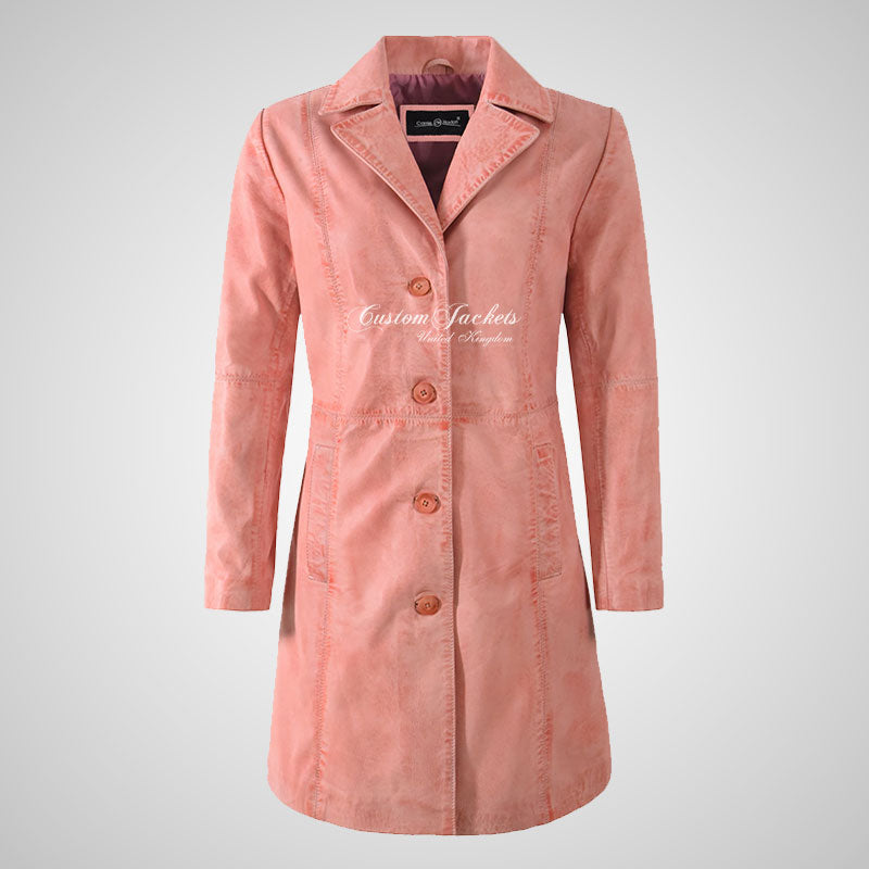 MIDDLETON Ladies Leather Coat Casual Long Blouson Jacket
