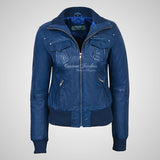 CORAL Ladies Fitted Bomber Leather Jacket Soft Lambskin Blouson