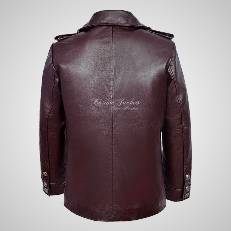 RAYLAN Men's Double Breasted Leather Coat