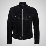 ROADSTRE Men's Suede Biker Jacket - Soft Calf Suede Leather