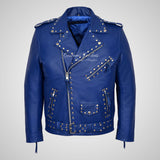 MARLON BRANDO Mens Studded Biker Leather Jacket Moto Leather Jacket